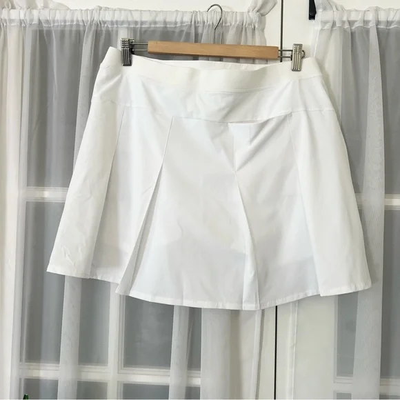 NWT RLX Ralph Lauren White Mini Pleated Tennis Skirt Skort Women's Sz L - Picture 4 of 12